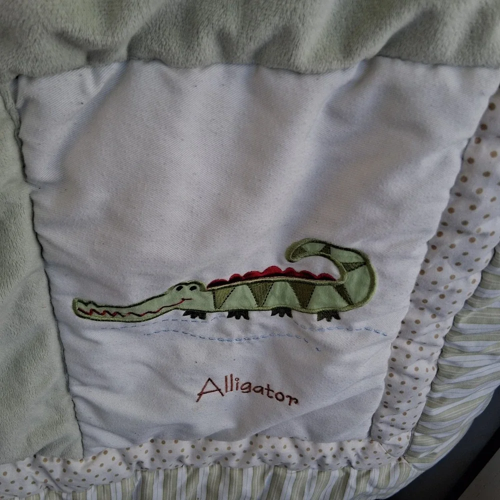 Vtg Y2K Kidsline Zanzibar Safari Animal Embroidered Patchwork Quilt Baby Blanket
